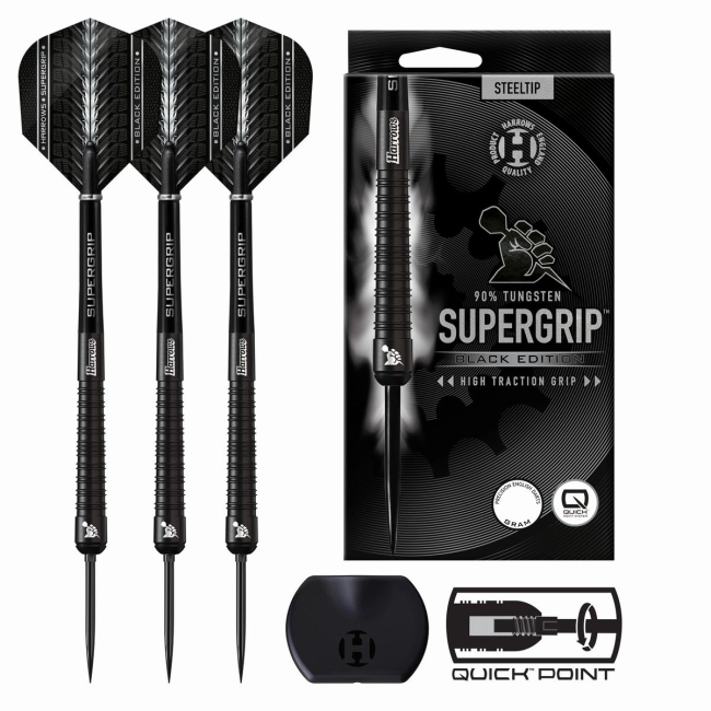 Harrows SUPERGRIP QUICK Point Black Edition Steeldart-Set 21, 23 oder 25 Gramm